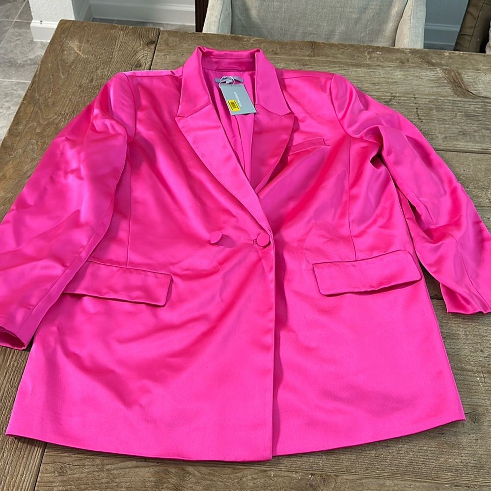 Pink satin blazer
